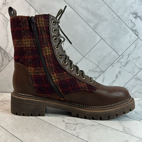 NWT Rock & Candy Max Women’s Flannel Plaid Pattern Boot  Side Zip Shoes 7M - Picture 5 of 9